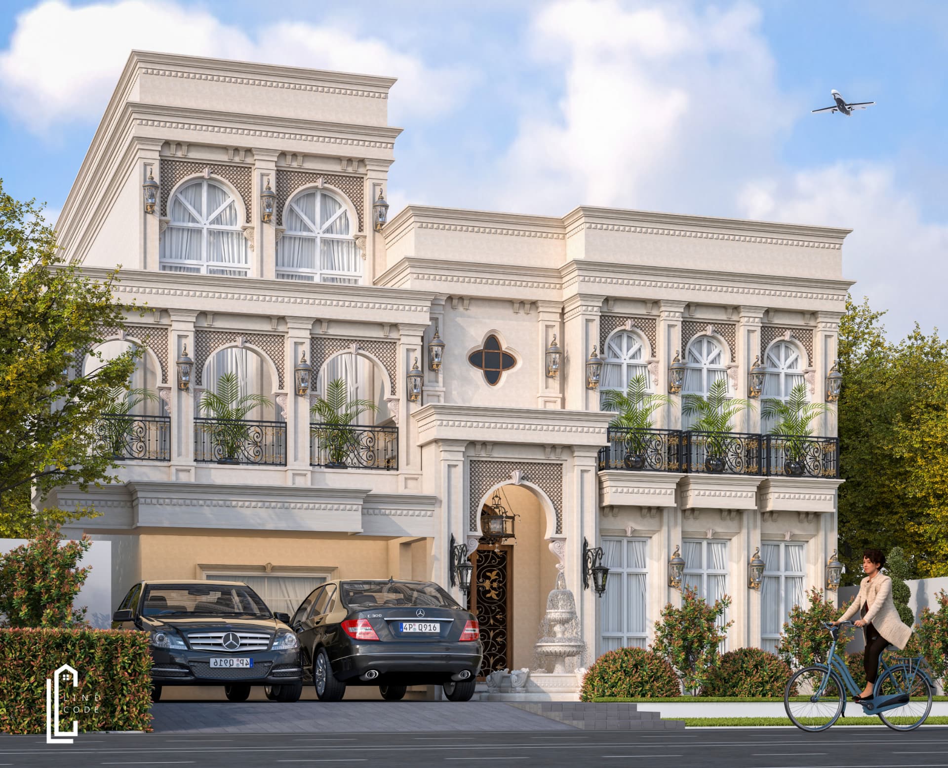 Classical arched villa visualization — view 1