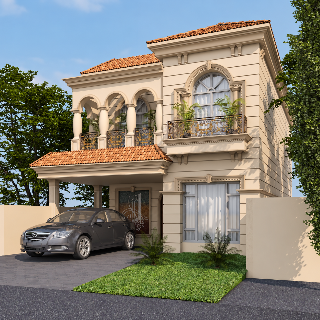Mediterranean arched villa visualization — view 1